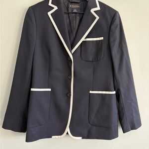 Brooks Brothers Navy Blazer with White Accents 100% Wool